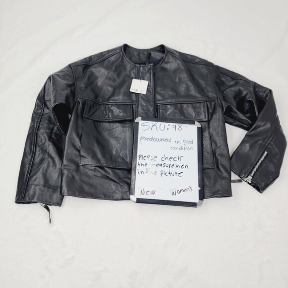 Zara Women's Black Long Sleeve Round Neck Streetwear Faux Leather Jacket Size XS - Picture 12 of 12